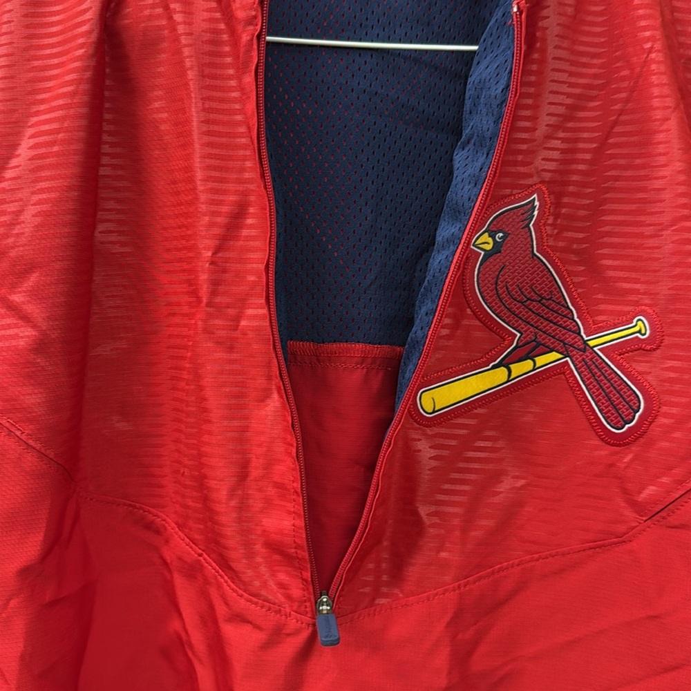 Majestic Authentic baseball tag. Red Quarter-Zip Jacket, Cardinal baseball (OLCC - Picture 3 of 15